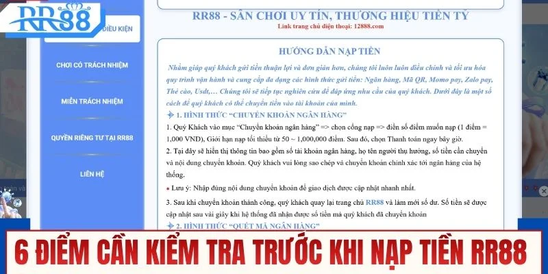 6 điểm cần kiểm tra trước khi nạp tiền RR88