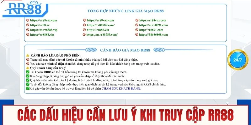 Các dấu hiệu cần lưu ý khi truy cập RR88