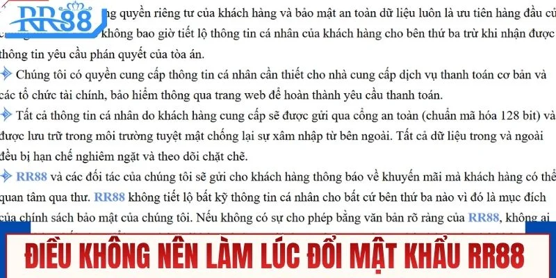 Điều không nên làm lúc đổi mật khẩu RR88