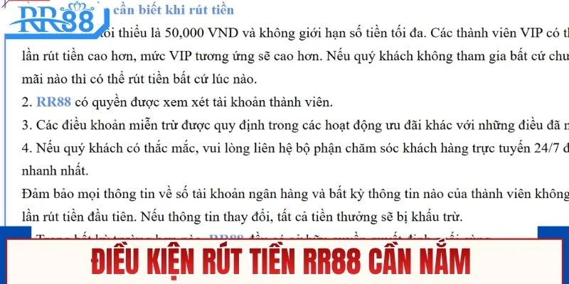 Điều kiện rút tiền RR88 cần nắm