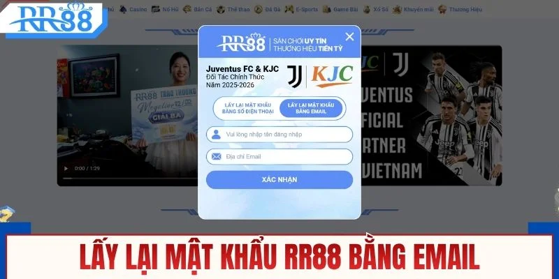 Lấy lại mật khẩu RR88 bằng email