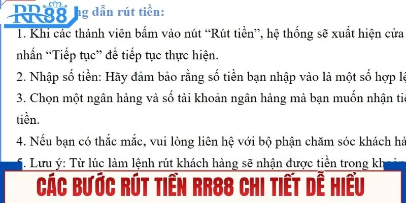 Trình tự các bước rút tiền RR88 dễ hiểu